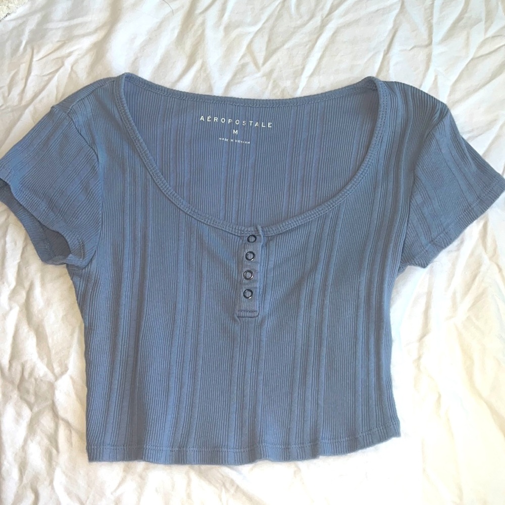 light blue aeropostale cropped shirt size M - Picture 1 of 2